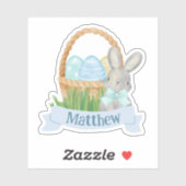 Jongens Waterverf Blauwe Paasmand Sticker (Vel)