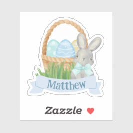 Jongens Waterverf Blauwe Paasmand Sticker