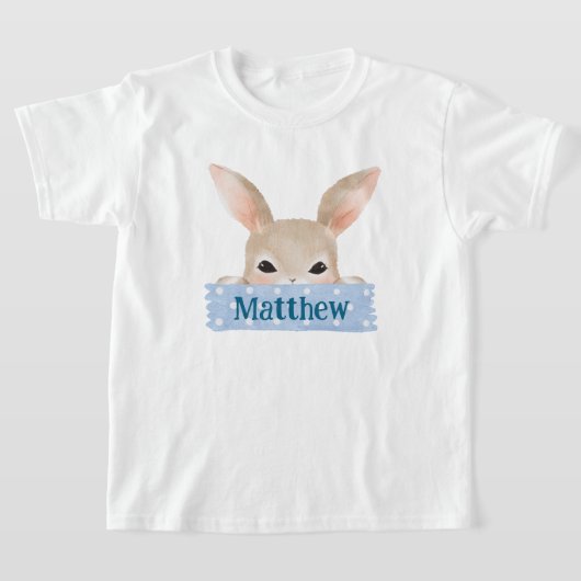 Jongens Waterverf Blue Easter Bunny T-shirt (Laagn)