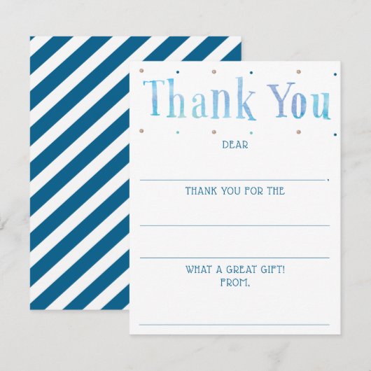 Jongens Waterverf invullen blanco dank je opmerkin Notitiekaartje (Voorkant / Achterkant)