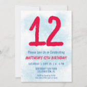 Jongens Waterverf Kinder Blauw 12e Verjaardag Kaart (Voorkant)