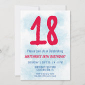 Jongens Waterverf Kinder Blauw 18e Verjaardag Kaart (Voorkant)