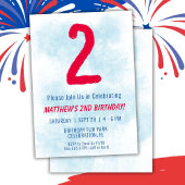 Jongens Waterverf Kinder Blauw 2e Verjaardag Kaart