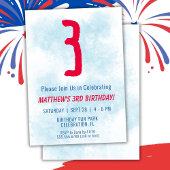 Jongens Waterverf Kinder Blauw 3e Verjaardag Kaart