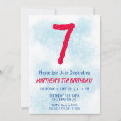 Jongens Waterverf Kinder Blauw 7e Verjaardag Kaart (Voorkant)