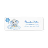 Jongens Waterverf Olifant Baby shower Etiket (Voorkant)