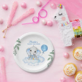 Jongens Waterverf Olifant Baby shower Papier Bord (Feest)