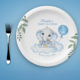 Jongens Waterverf Olifant Baby shower Papier Bord