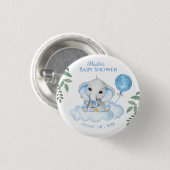 Jongens Waterverf Olifant Baby shower Ronde Button 3,2 Cm (Voorkant /achterkant)