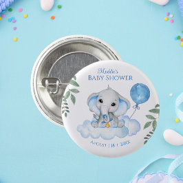 Jongens Waterverf Olifant Baby shower Ronde Button 3,2 Cm