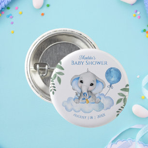 Jongens Waterverf Olifant Baby shower Ronde Button 3,2 Cm