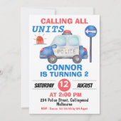 Jongens Waterverf Politiewagen Birthday Kaart (Voorkant)