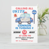 Jongens Waterverf Politiewagen Birthday Kaart (Staand voorkant)