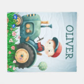 Jongens Waterverf Schattige Groene Tractor Geperso Fleece Deken (Voorkant (Horizontaal))