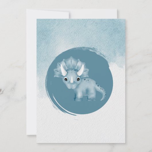 Jongens Waterverf Triceratops Dinosaurus 1e Verjaa Kaart (Achterkant)