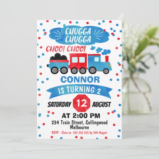 Jongens Waterverf Verjaardagsuitnodiging Kaart (Staand voorkant)