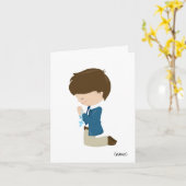 Jongens Wenskaart van de Eerste Heilige Communie Kaart (Gele Bloem)