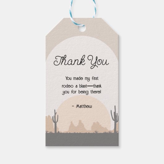 Jongens 'Westerne eerste Rodeo Gift Label Cadeaulabel (Voorkant)