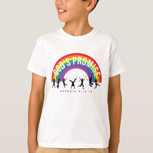 Jongen's White T-Shirt Rainbow God's belofte met K (Voorkant)