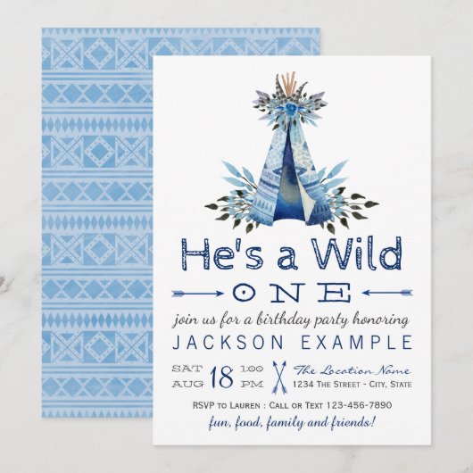 Jongens Wild One Birthday Party Eerste Verjaardag Kaart (Voorkant / Achterkant)