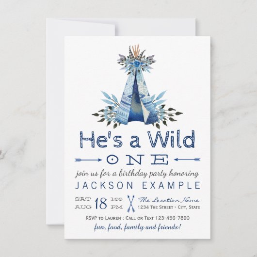 Jongens Wild One First Birthday Party Uitnodiginge Kaart (Voorkant)