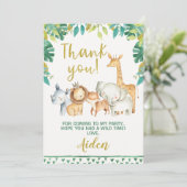 Jongens Wild One Safari Dank Je Kaart (Staand voorkant)