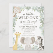 Jongens Wild One Safari Dieren Baby Shower Kaart (Voorkant)
