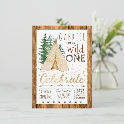 Jongens Wild One Tribal TeePee Eerste Verjaardag Kaart (Staand voorkant)