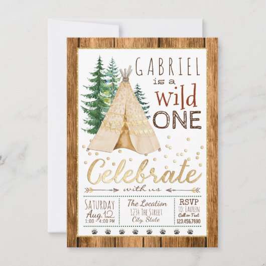 Jongens Wild One Tribal TeePee Eerste Verjaardag Kaart (Voorkant)