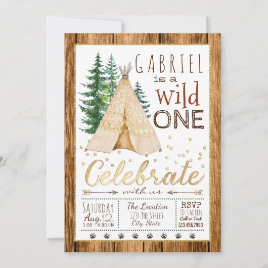 Jongens Wild One Tribal TeePee Eerste Verjaardag Kaart (Voorkant)