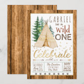 Jongens Wild One Tribal TeePee Eerste Verjaardag Kaart (Voorkant / Achterkant)