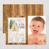Jongens Wild One Tribal TeePee Eerste Verjaardag Kaart (Voorkant / Achterkant)