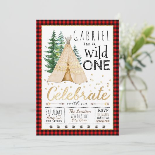 Jongens Wild One Tribal TeePee Eerste Verjaardagsf Kaart (Staand voorkant)