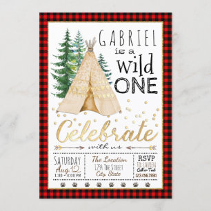 Jongens Wild One Tribal TeePee First Birthday Part Kaart
