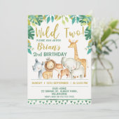 Jongens Wild Two Safari Eerste Verjaardag Uitnodig Kaart (Staand voorkant)