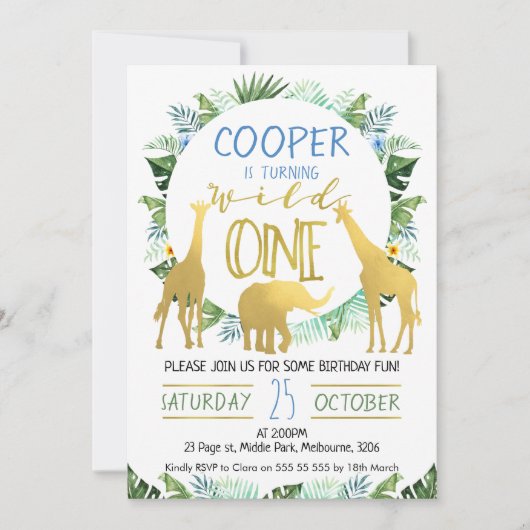 Jongens Wilde Eenhoevige Gouddieren Kaart (Voorkant)