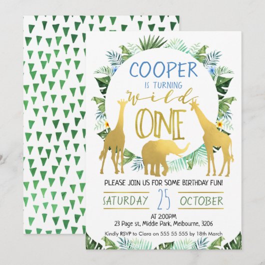 Jongens Wilde Eenhoevige Gouddieren Kaart (Voorkant / Achterkant)