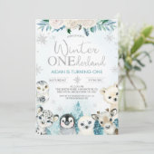 Jongens Winter Dieren Winter Nederland Verjaardag Kaart (Staand voorkant)