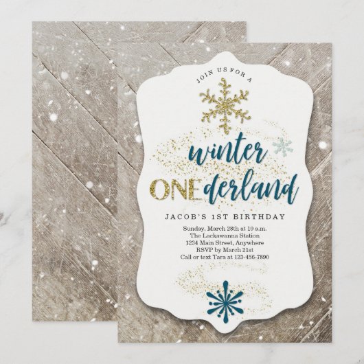 Jongens Winter ONEderland thema eerste verjaardags Kaart (Voorkant / Achterkant)