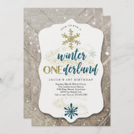 Jongens Winter ONEderland thema eerste verjaardags Kaart