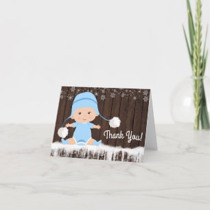 Jongens Winter Sneeuwvlok Baby Shower Bedankkaartj Bedankkaart