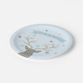Jongens Winter Wonderland Herten Baby shower Papieren Bordje (Gekanteld)