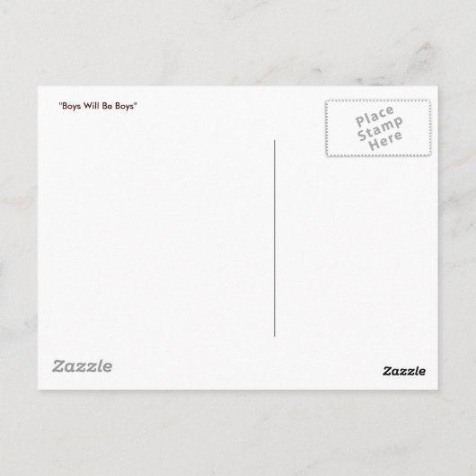 "Jongens worden jongens" Briefkaart (Achterkant)