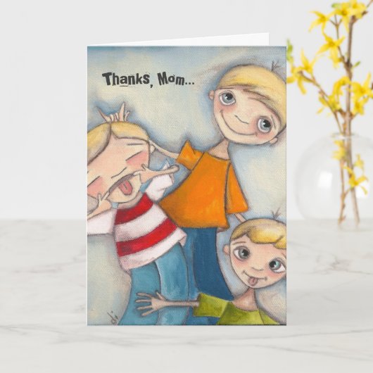 Jongens worden jongens voor mam kaart (Gele Bloem)