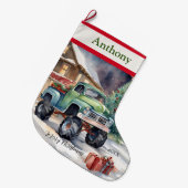 Jongens Xmas Monster Truck Grote Kerstsok (Voorkant (Hangend))