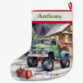 Jongens Xmas Monster Truck Grote Kerstsok (Achterkant)