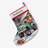 Jongens Xmas Monster Truck Grote Kerstsok (Achterkant (Hangend))