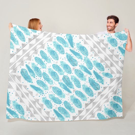 Jongens Zaal Modern Abstract Veer Patroon Fleece Deken (In situ)