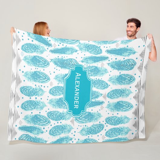 Jongens Zaal Modern Abstract Veer Patroon Fleece Deken (In situ)