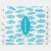 Jongens Zaal Modern Abstract Veer Patroon Fleece Deken (Voorkant (Horizontaal))